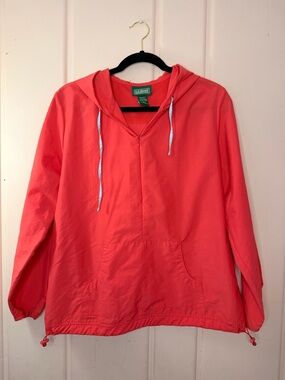 L.L.Bean Coral Red Nylon Pullover Jacket